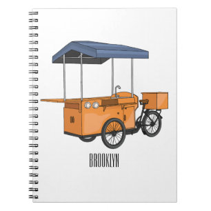 Cartoon bike food cart notitieboek