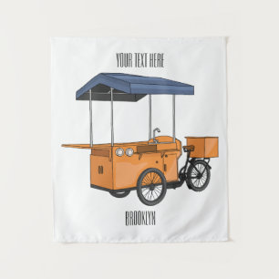 Cartoon bike food cart wandkleed