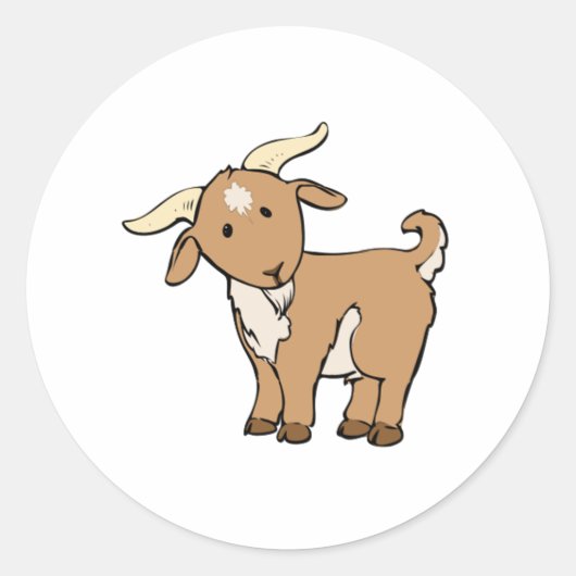 Cartoon Billy Goat Ronde Sticker (Voorkant)