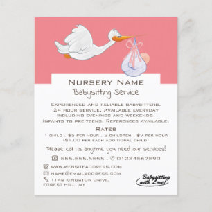 Cartoon Bird & Baby, Babysitter, Daycare, Nursery Flyer