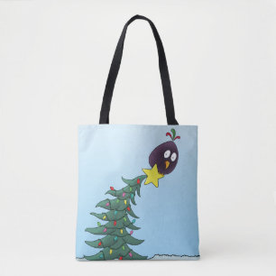 Cartoon Bird Christmas Tree Star Draagtas