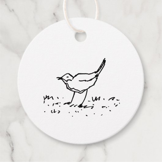 Cartoon Bird Pen Art Drawing Bedankjes Labels (Voorkant)