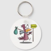 Cartoon Bird Traveling South Sleutelhanger (Achterkant)
