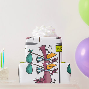 Cartoon Bird Traveling South Wrapping Paper Cadeaupapier