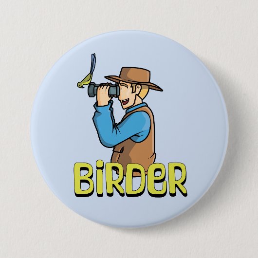 Cartoon Birder Ronde Button 7,6 Cm (Voorkant)