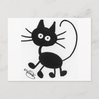 Cartoon Black Cat Briefkaart
