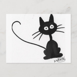 Cartoon Black Cat Briefkaart