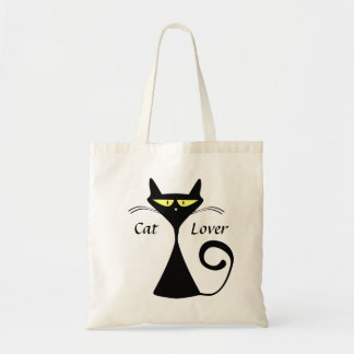 Cartoon Black Cat Canvas tas