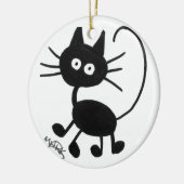 Cartoon Black Cat Keramisch Ornament (Links)
