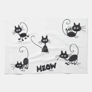 Cartoon Black Cat Theedoek