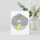 Cartoon Black Cloud met bliksem Briefkaart (Staand voorkant)