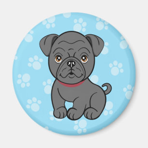 Cartoon Black Pug Magnet Magneet