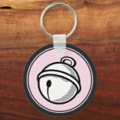 Cartoon Black White Cat Bell Pop Art grafisch toet Sleutelhanger (Voorkant)