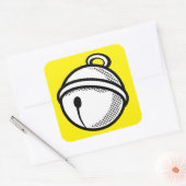 Cartoon Black White Cat Bell Vector Pop Art Vierkante Sticker (Envelop)