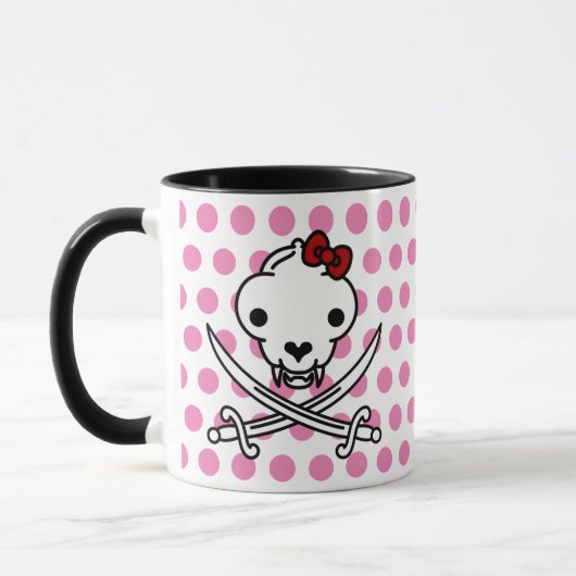Cartoon Black White Jolly Kat Pirate Skull Botten Mok (Links)