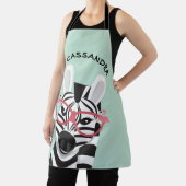 Cartoon Black White Zebra Flamingo Sunbril Name Schort (Insitu)