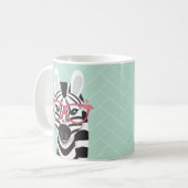Cartoon Black White Zebra roze flamingo Sunglazen Koffiemok (Voorkant links)