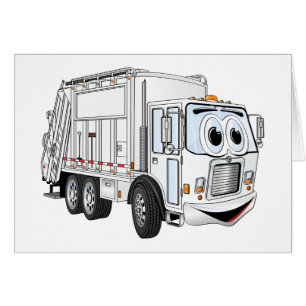 Cartoon blanc souriant pour camion à ordures