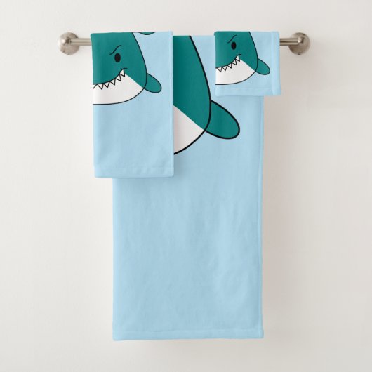 Cartoon Blauw en witte haai Bad Handdoek (Insitu)