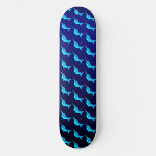 Cartoon blauw narwals patroon op Navy Blue Skateboard