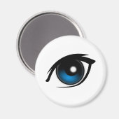 Cartoon blauw oog magneet (Voorkant / Achterkant)