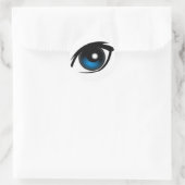 Cartoon blauw oog ronde sticker (Tas)