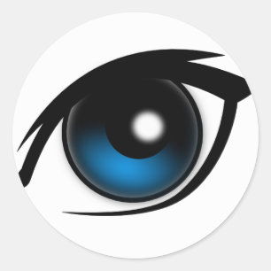 Cartoon blauw oog ronde sticker