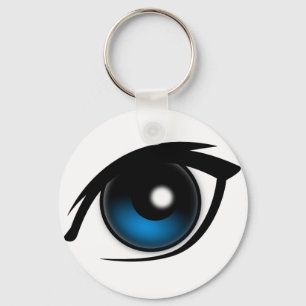 Cartoon blauw oog sleutelhanger