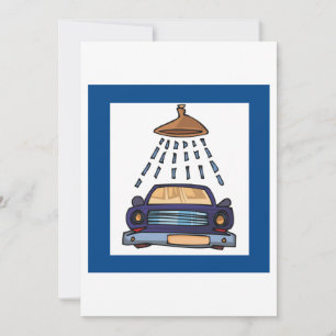Cartoon Blauwe Autowas Vintage Auto Detailing Kaart