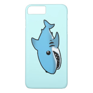 cartoon blauwe haai 	iPhone 8 plus / 7 plus hoesje