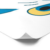 Cartoon Blauwe Pauw Vogel Poster (Hoek)