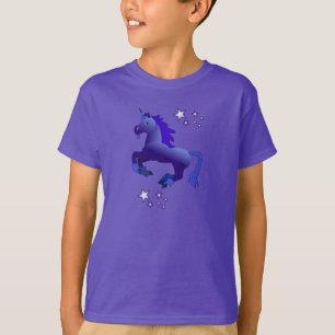 Cartoon bleu Unicorn T-shirt à manches longues pou
