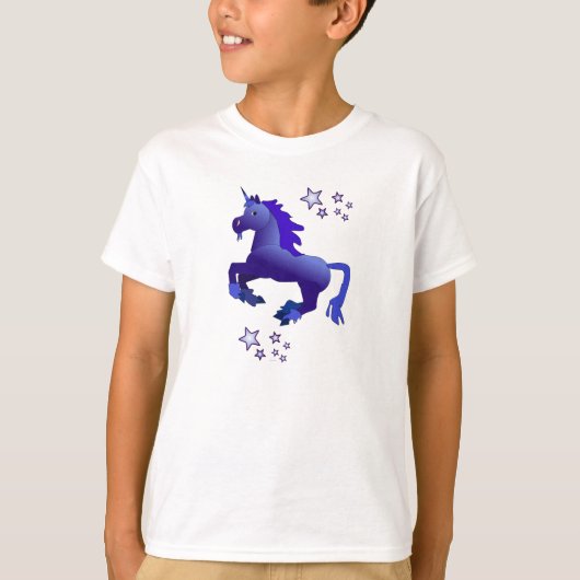 Cartoon bleu Unicorn T-shirt à manches longues pou (Devant)