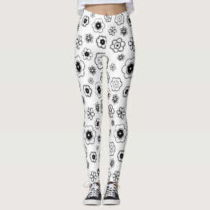 cartoon bloemen leggings