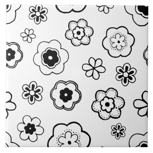 cartoon bloemen tegel tegeltje (Voorkant)