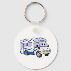 Cartoon Blue Camper Sleutelhanger