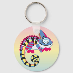 cartoon blue chameleon sleutelhanger