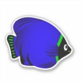 Cartoon Blue en Green Fish Sticker (Voorkant)