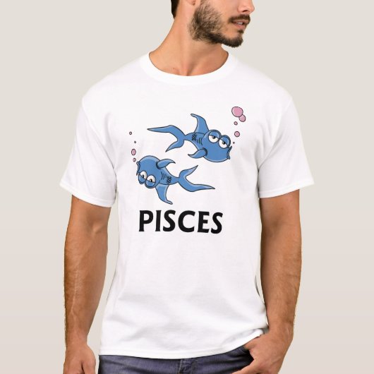 Cartoon Blue Pisces Fish T-shirt (Voorkant)