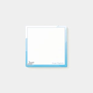 Cartoon Blue White Grey Shark Animal Name Post-it® Notes