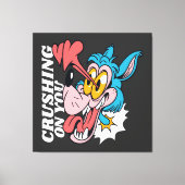 Cartoon Blue Wolf with Text – "Crushing On You" Canvas Afdruk (Voorkant)