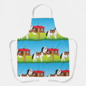 Cartoon Boerderij Scene met Paard Kat en Geit Schort (Voorkant)