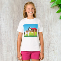 Cartoon Boerderij Scene met Paard Kat en Geit