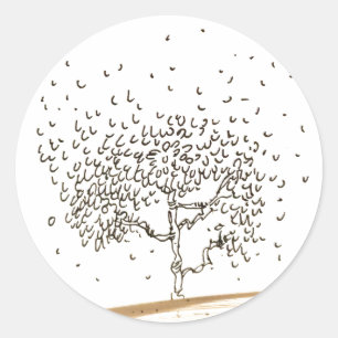 Cartoon Boombladtekening Ronde Sticker