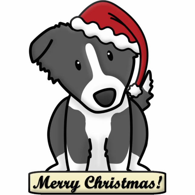 Cartoon Border Collie Kerstversiering Fotobeeldje Ornament (Voorkant)