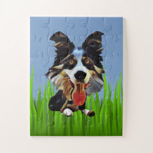 Cartoon Border Collie Puzzel voor Kinderen