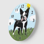 Cartoon Boston Terrier Clock Grote Klok (Hoek)