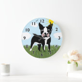 Cartoon Boston Terrier Clock Grote Klok (Huis)