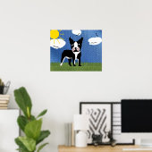 Cartoon Boston Terrier Poster (Thuiskantoor)