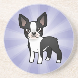 Cartoon Boston Terrier Zandsteen Onderzetter